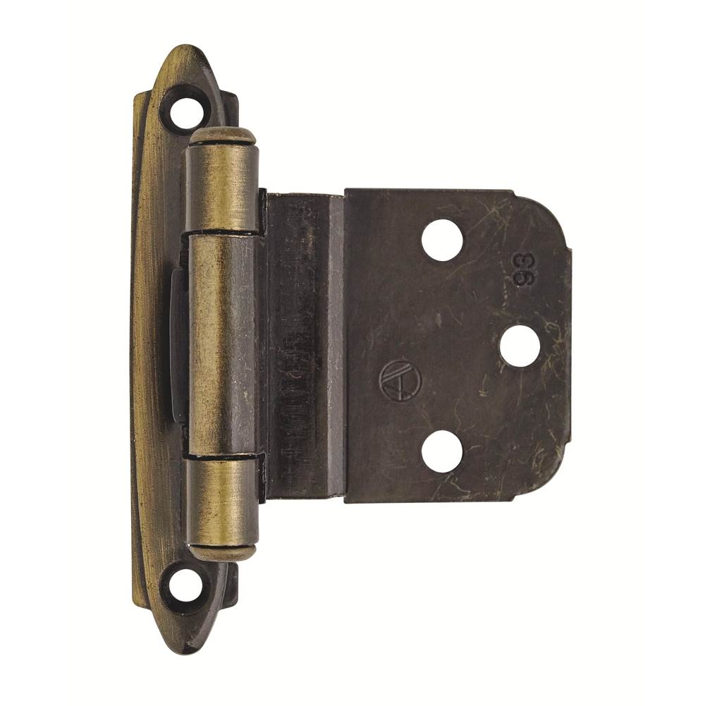 Amerock 3/8in (10 mm) Inset Self-Closing, Face Mount Antique Brass Hinge - 2 Pack