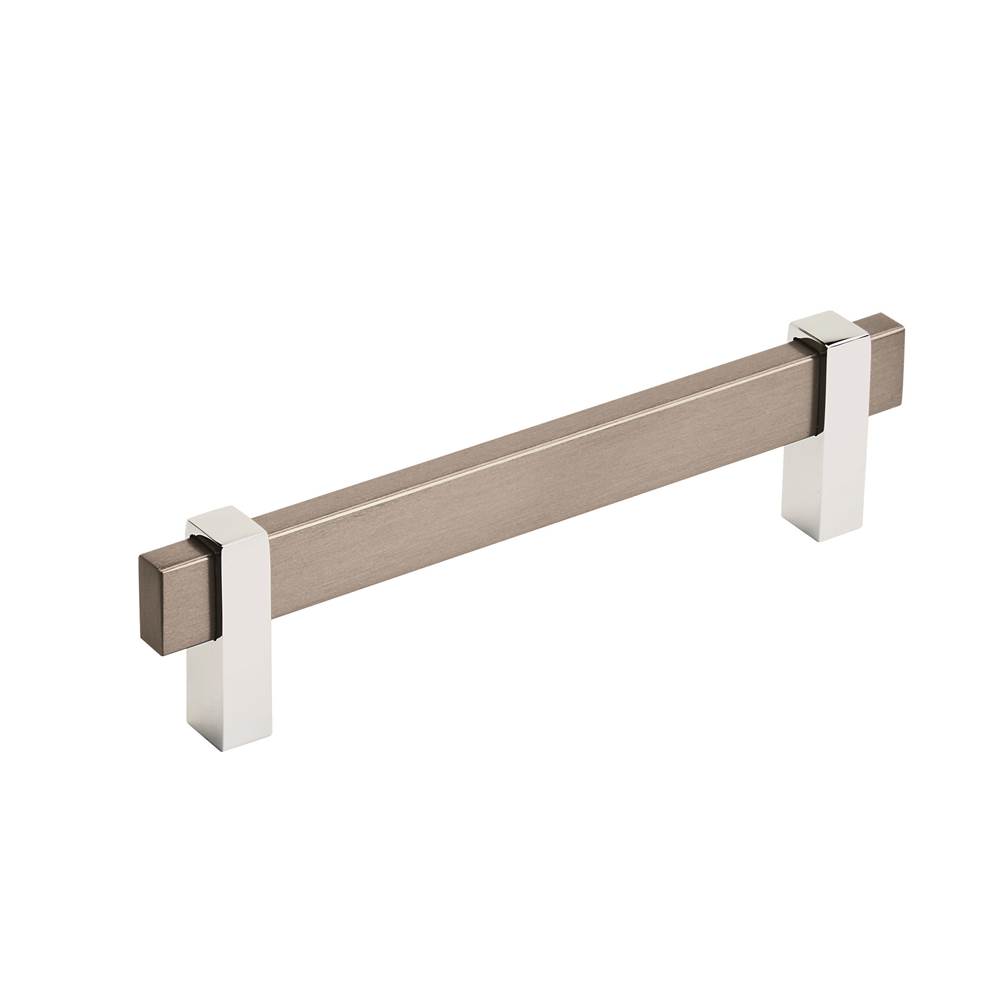 Amerock Mulino 5-1/16 in (128 mm) Center-to-Center Black Brushed Nickel/Polished Chrome Cabinet Pull