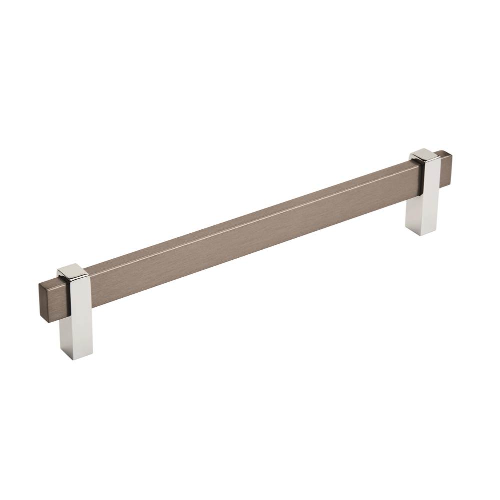Amerock Mulino 7-9/16 in (192 mm) Center-to-Center Black Brushed Nickel/Polished Chrome Cabinet Pull
