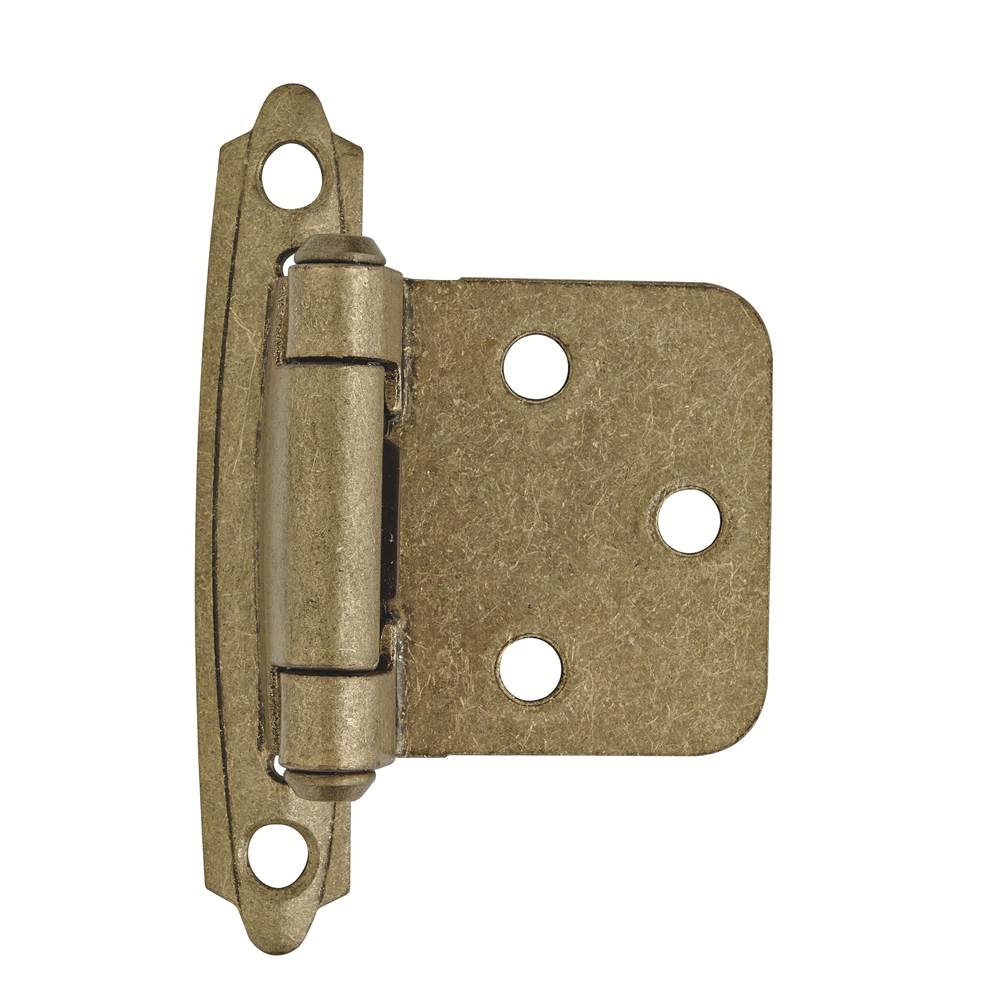 Amerock Variable Overlay Self-Closing, Face Mount Burnished Brass Hinge - 2 Pack