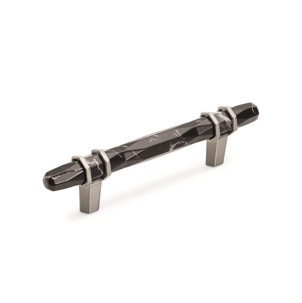 Amerock Carrione 3-3/4 in (96 mm) Center-to-Center Marble Black/Satin Nickel Cabinet Pull