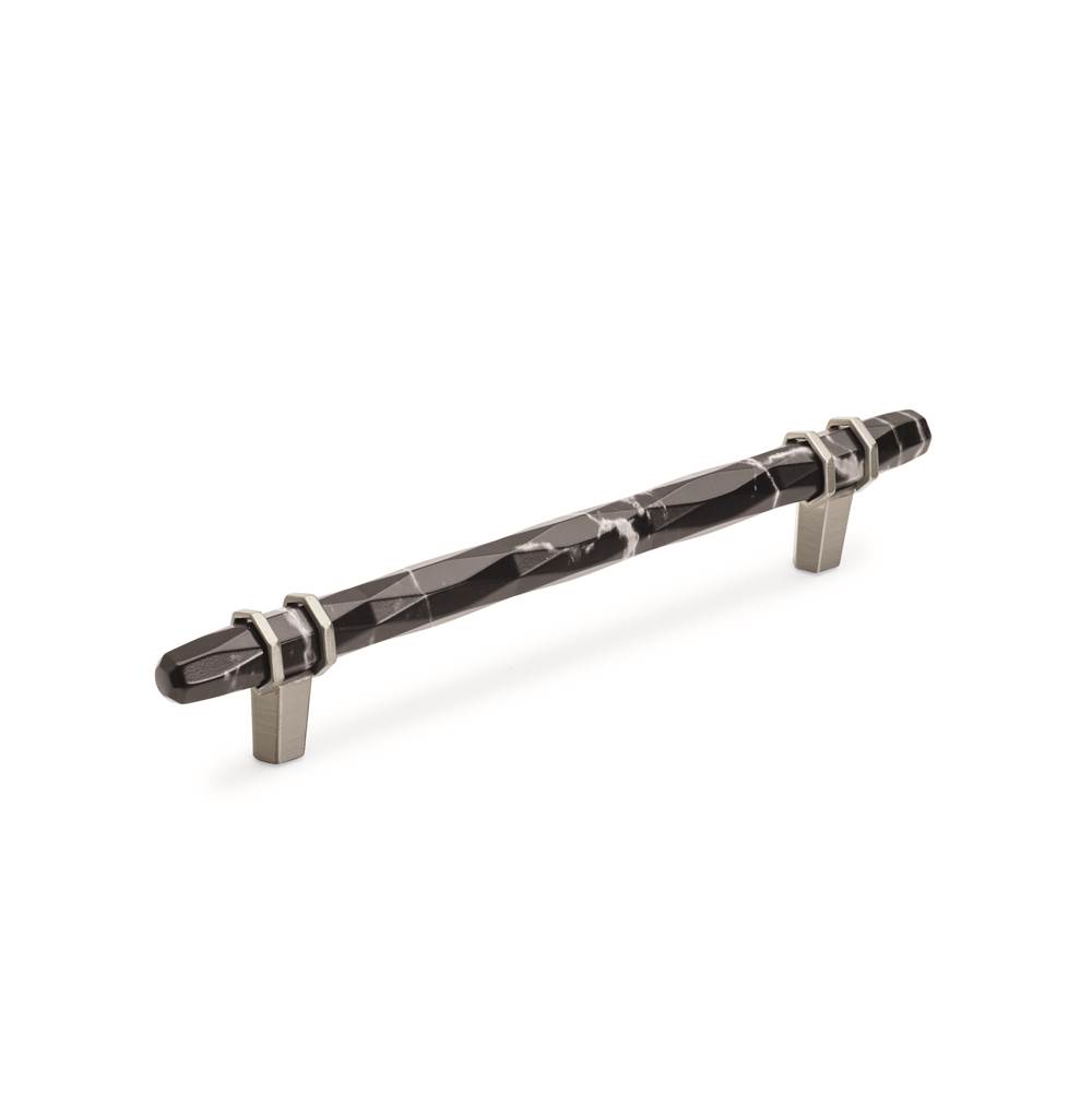Amerock Carrione 6-5/16 in (160 mm) Center-to-Center Marble Black/Satin Nickel Cabinet Pull