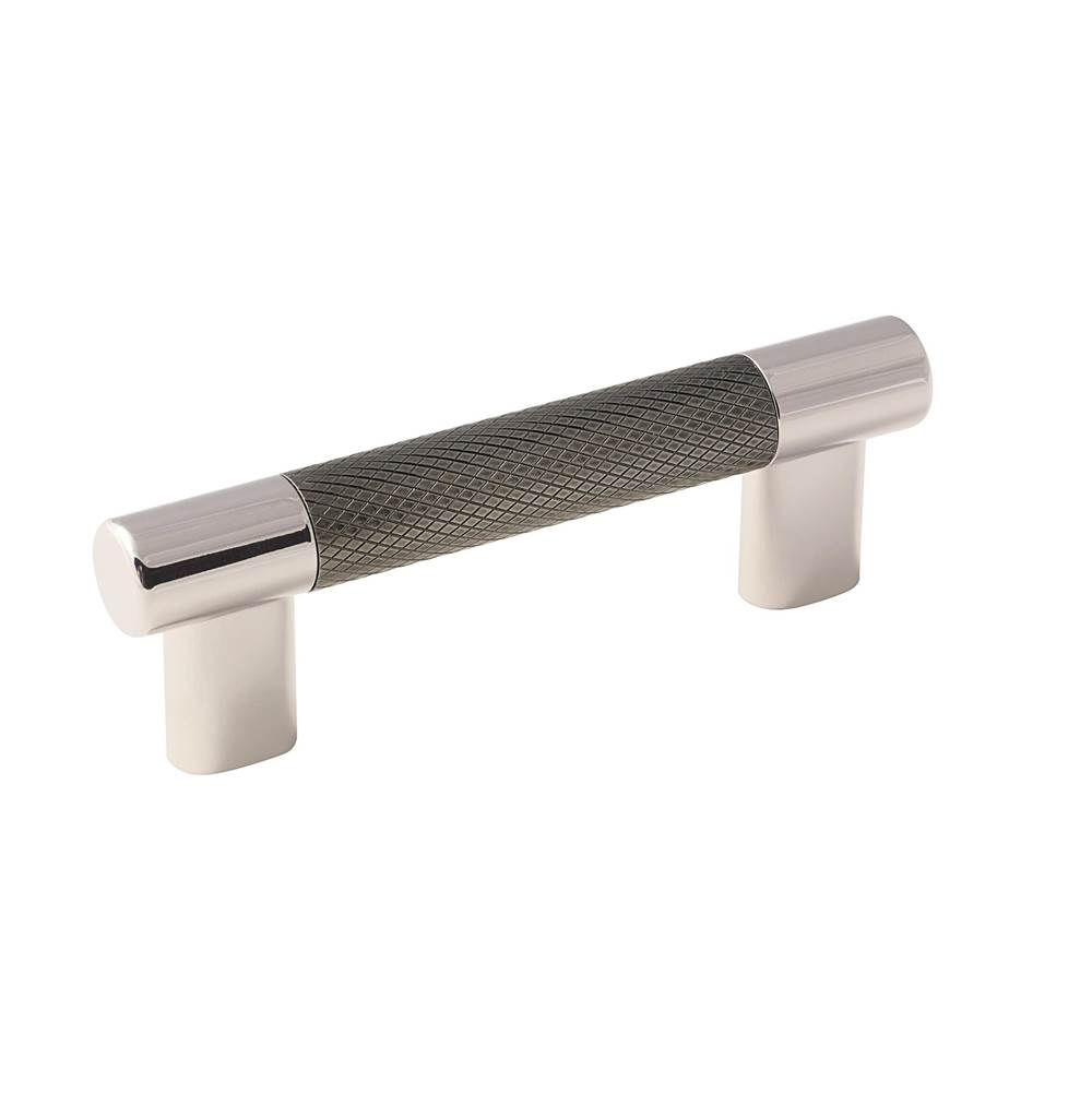 Amerock Esquire 3in and 3-3/4 in (76mm and 96 mm) Center-to-Center Polished Nickel/Gunmetal Cabinet Pull