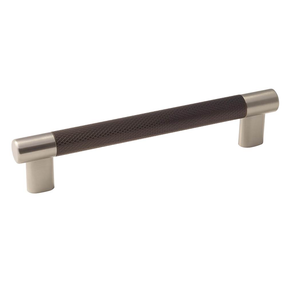 Amerock Esquire 6-5/16 in (160 mm) Center-to-Center Satin Nickel/Oil-Rubbed Bronze Cabinet Pull