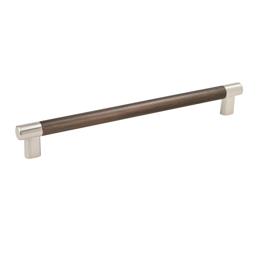 Amerock Esquire 10-1/16 in (256 mm) Center-to-Center Satin Nickel/Oil-Rubbed Bronze Cabinet Pull