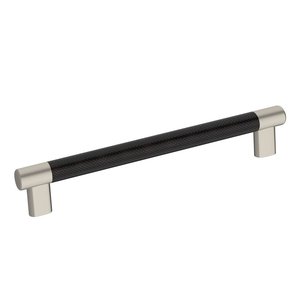 Amerock Esquire 8 in (203 mm) Center-to-Center Satin Nickel/Oil-Rubbed Bronze Cabinet Pull