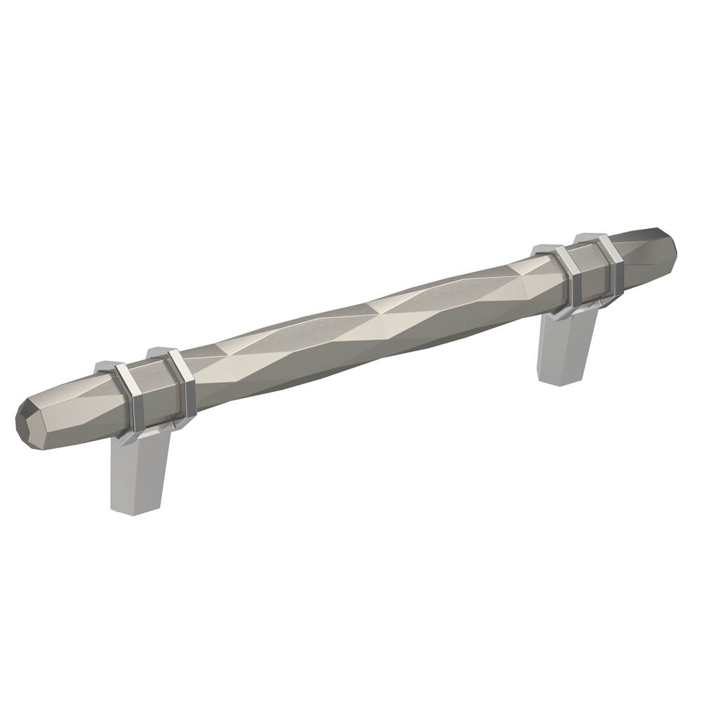 Amerock London 5-1/16 in (128 mm) Center-to-Center Satin Nickel/Polished Chrome Cabinet Pull