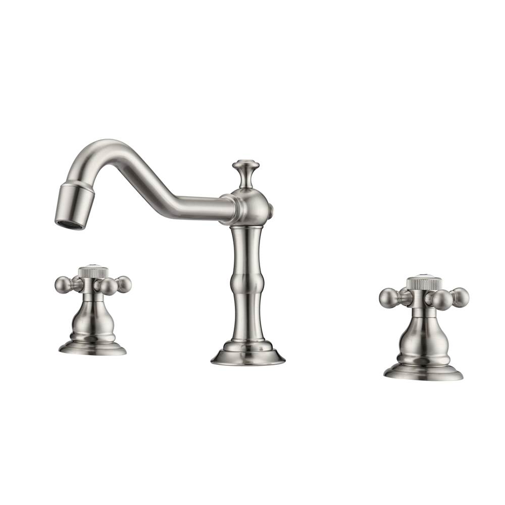Barclay Roma 8''cc Lav Faucet, withHoses,Button Cross Handles, BN