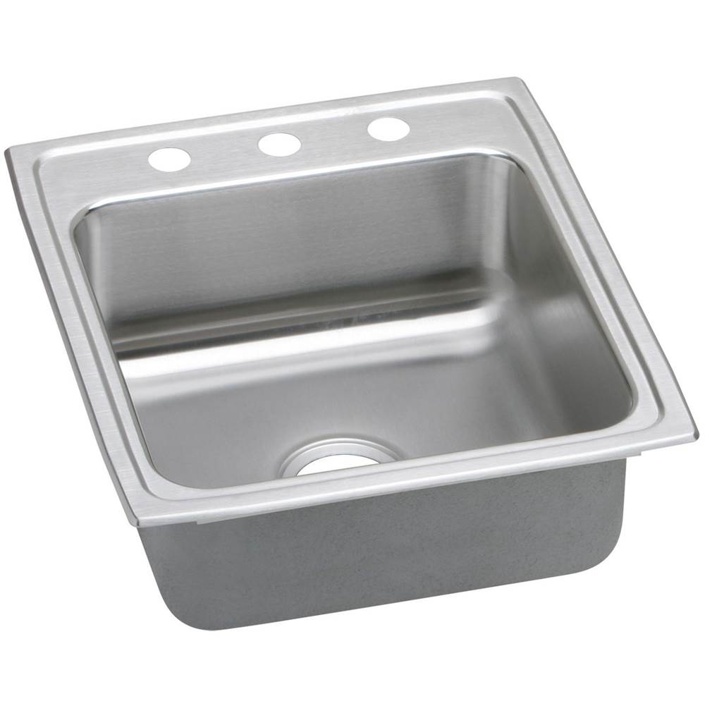 Elkay Lustertone Classic Stainless Steel 19-1/2'' x 22'' x 10-1/8'', 3-Hole Single Bowl Drop-in Sink with Quick-clip