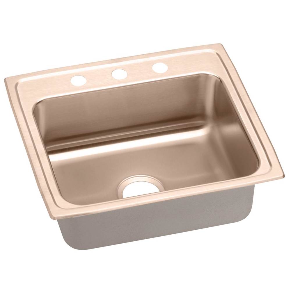 Elkay CuVerro Antimicrobial Copper 22'' x 19-1/2'' x 7-5/8'', Single Bowl Drop-in Sink