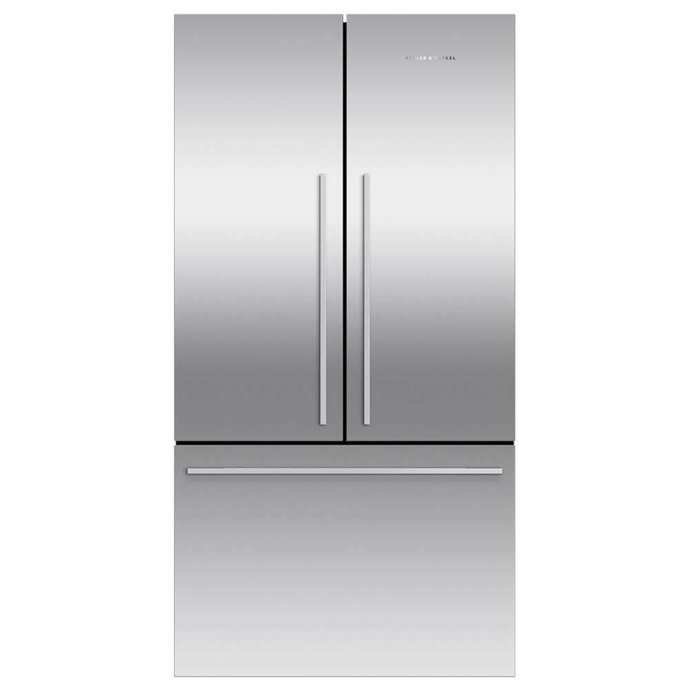 Fisher & Paykel 36'' French Door Refrigerator Freezer, Stainless Steel, 20.1 cu ft, Ice Only, Counter Depth, Contemporary Square Handle