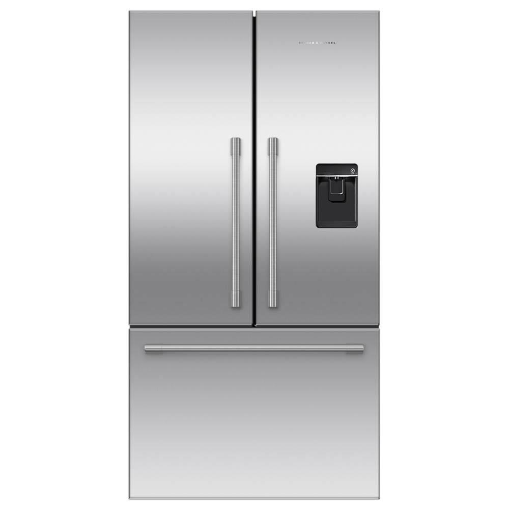 Fisher & Paykel 36'' French Door Refrigerator Freezer, Stainless Steel, 20.1 cu ft, Ice & External Water, Counter Depth, Pro Round Flush Handle