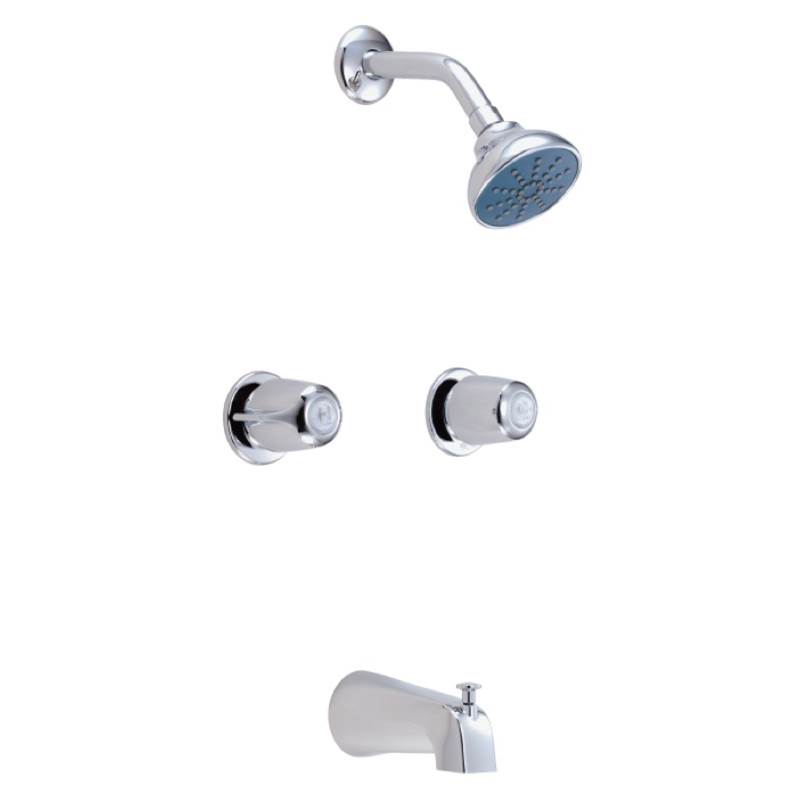 Gerber Plumbing Gerber Classics Two Metal Fluted Handle Threaded Escutcheon Tub & Shower Fitting with IPS/Sweat Connections 1.75gpm Chrome