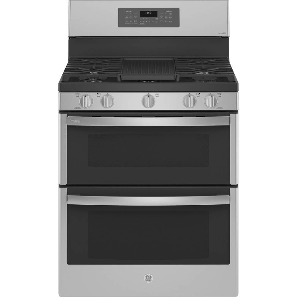 GE Profile Series 30'' Free-Standing Gas Double Oven Convection Fingerprint Resistant Range With No Preheat Air Fry