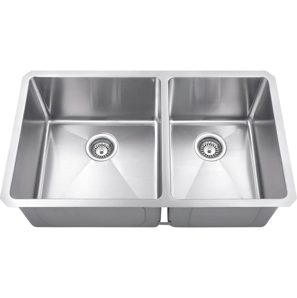 Hardware Resources 32'' L x 19'' W x 10'' D Undermount 16 Gauge Handmade Stainless Steel 60/40 Double Bowl Sink