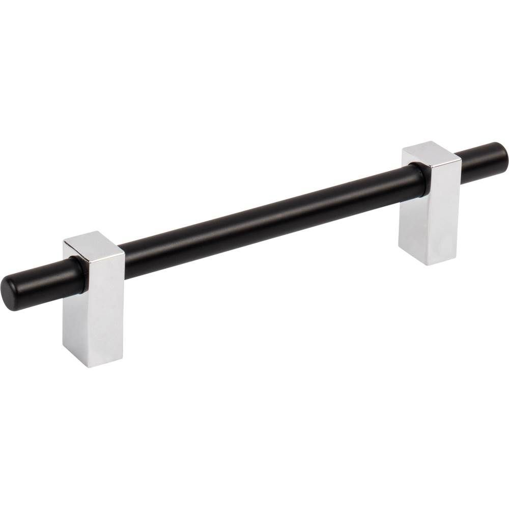 Jeffrey Alexander 128 mm Center-to-Center Matte Black with Polished Chrome Larkin Cabinet Bar Pull