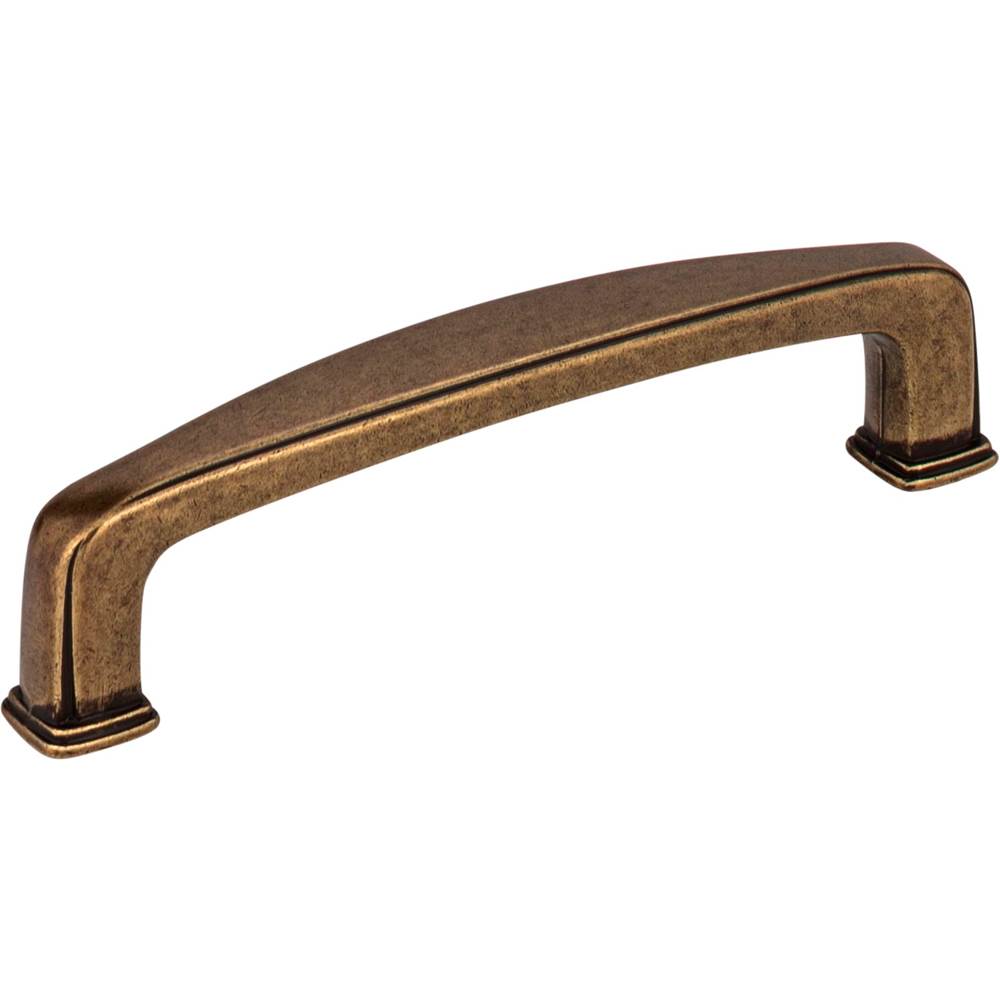 Jeffrey Alexander 96 mm Center-to-Center Lightly Distressed Antique Brass Square Milan 1 Cabinet Pull