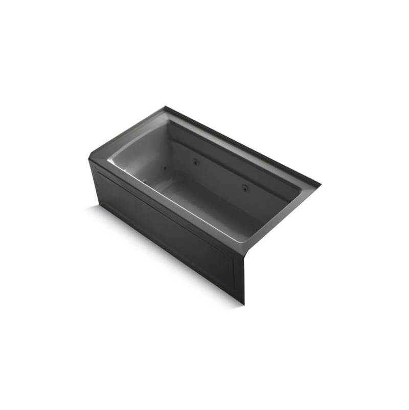 Kohler Archer® 60'' x 32'' alcove whirlpool bath with integral apron, right-hand drain and heater