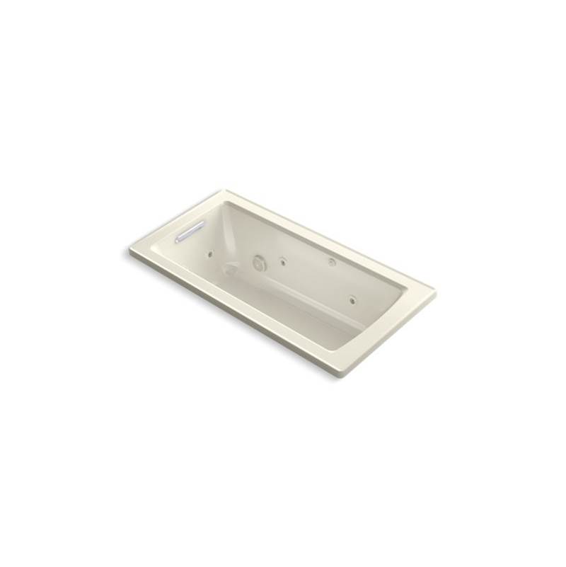 Kohler Archer® 60'' x 30'' drop-in whirlpool bath with heat and Comfort Depth® design