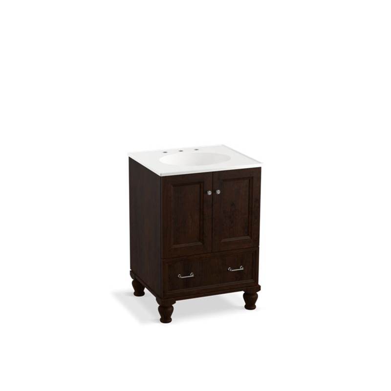 Kohler Damask® 24'' bathroom vanity cabinet with furniture legs, 2 doors and 1 drawer