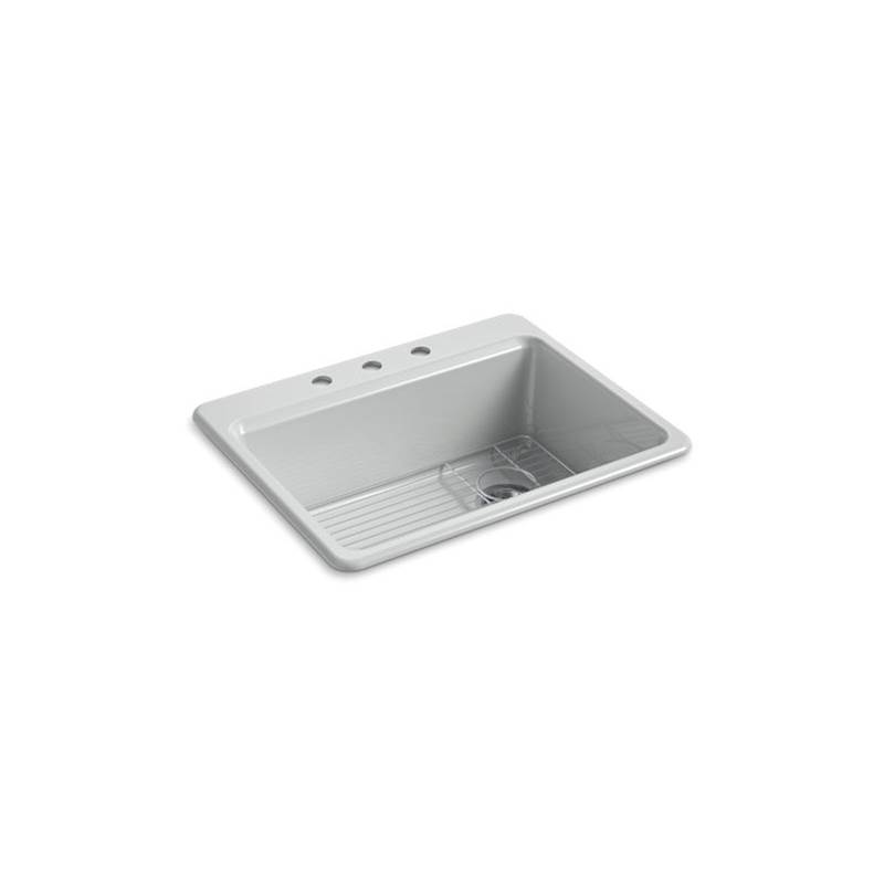 Kohler Riverby® 27'' x 22'' x 9-5/8'' top-mount single-bowl kitchen sink with bottom sink rack and 3 faucet holes