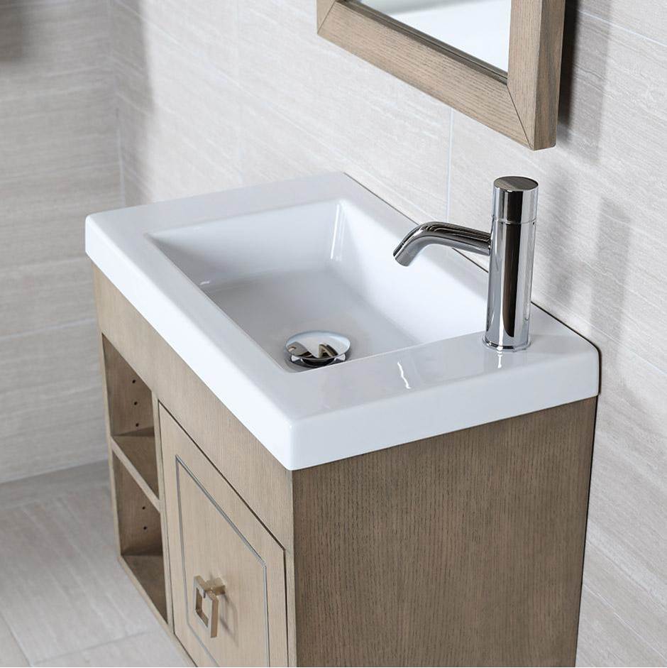 Lacava Wall-mount, vanity top or self-rimming porcelain Bathroom Sink with an overflow. No faucet holes. W: 23 3/4'', D: 13 3/4'', H: 5 1/2''.