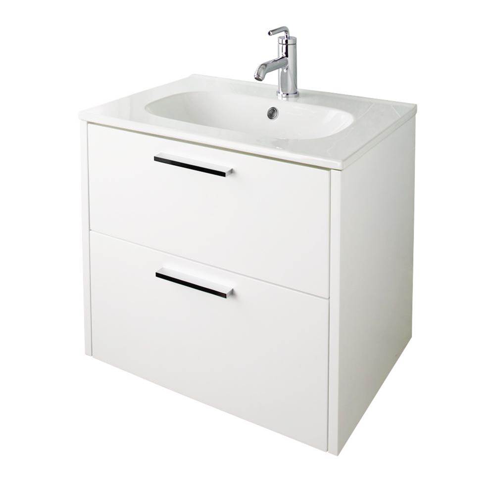 Lacava Wall-mount under-counter vanity with two drawers, sink 8075 sold separately.  W: 23 1/4'', D: 17 5/8'', H: 20''