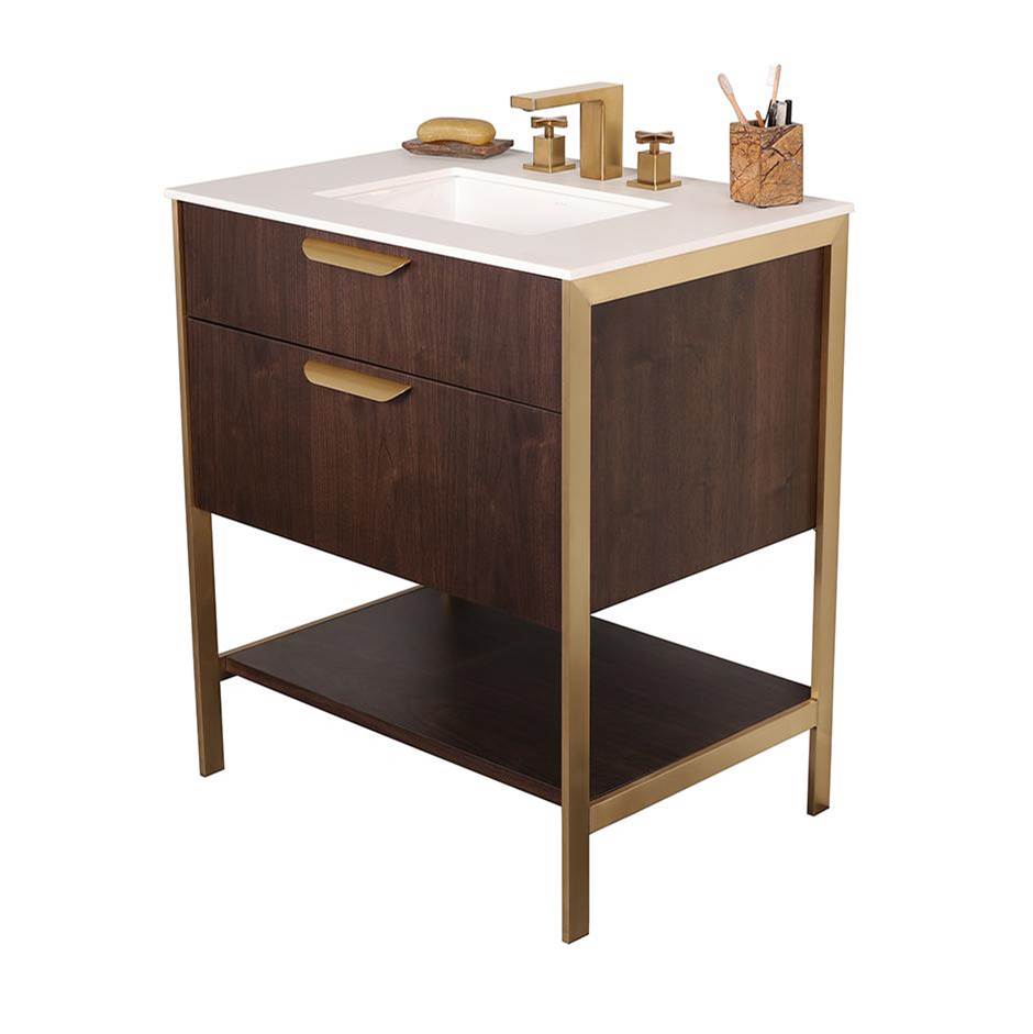 Lacava Cabinet of free standing under-counter vanity with one wide drawers, bottom wood shelf and metal frame (pulls included).
