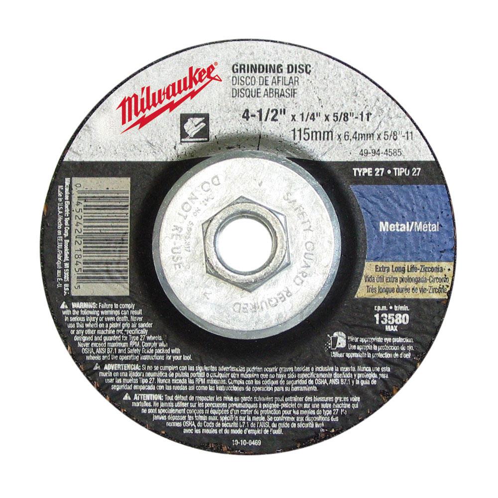Milwaukee Tool Grinding Disc 4-1/2 X 1/8 X 5/8-11