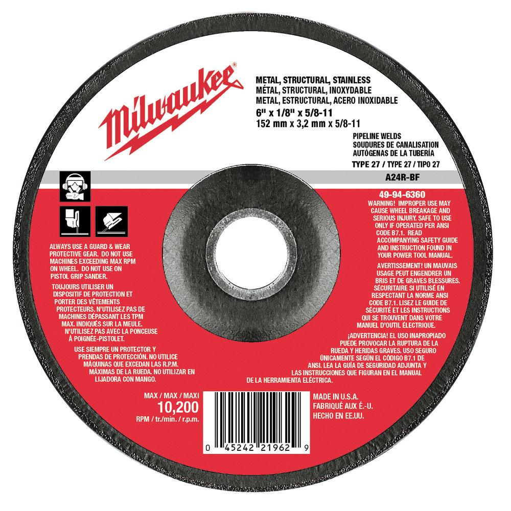 Milwaukee Tool Grinding Disc 6 X 1/8 X 5/8-11