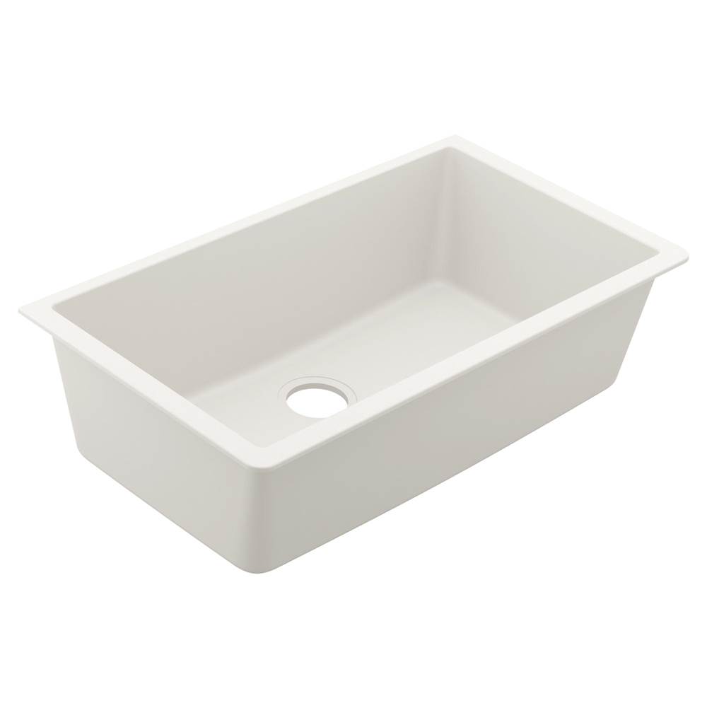 Moen 33-Inch Wide x 9.5-Inch Deep Undermount Granite Single Bowl Kitchen Sink, White