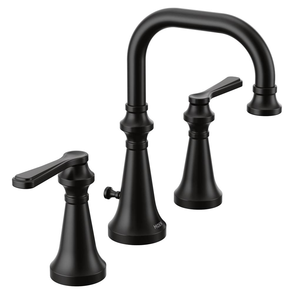 Moen Colinet Traditional Two-Handle Widespread High-Arc Bathroom Faucet with Lever Handles, Valve Required, in Matte Black