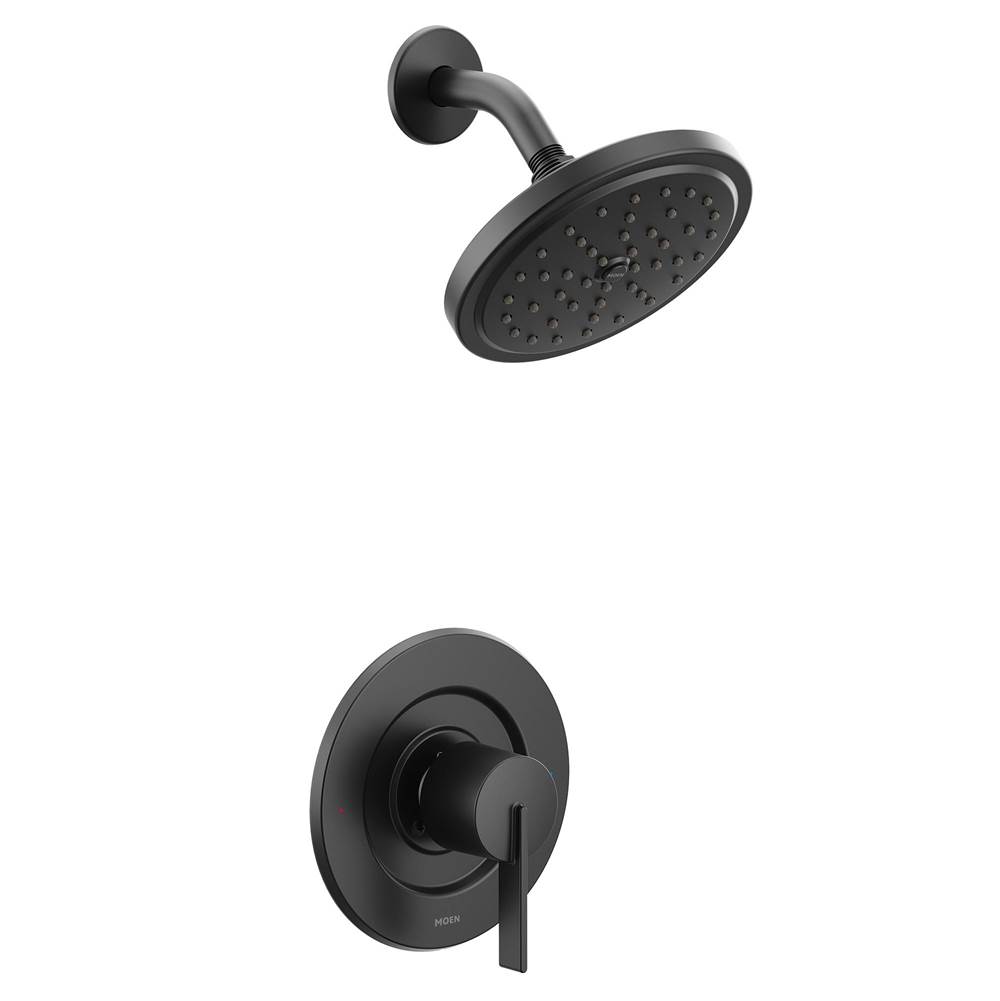 Moen Cia Posi-Temp Rain Shower 1-Handle with Eco-Performance Shower Only Faucet Trim Kit in Matte Black (Valve Sold Separately)