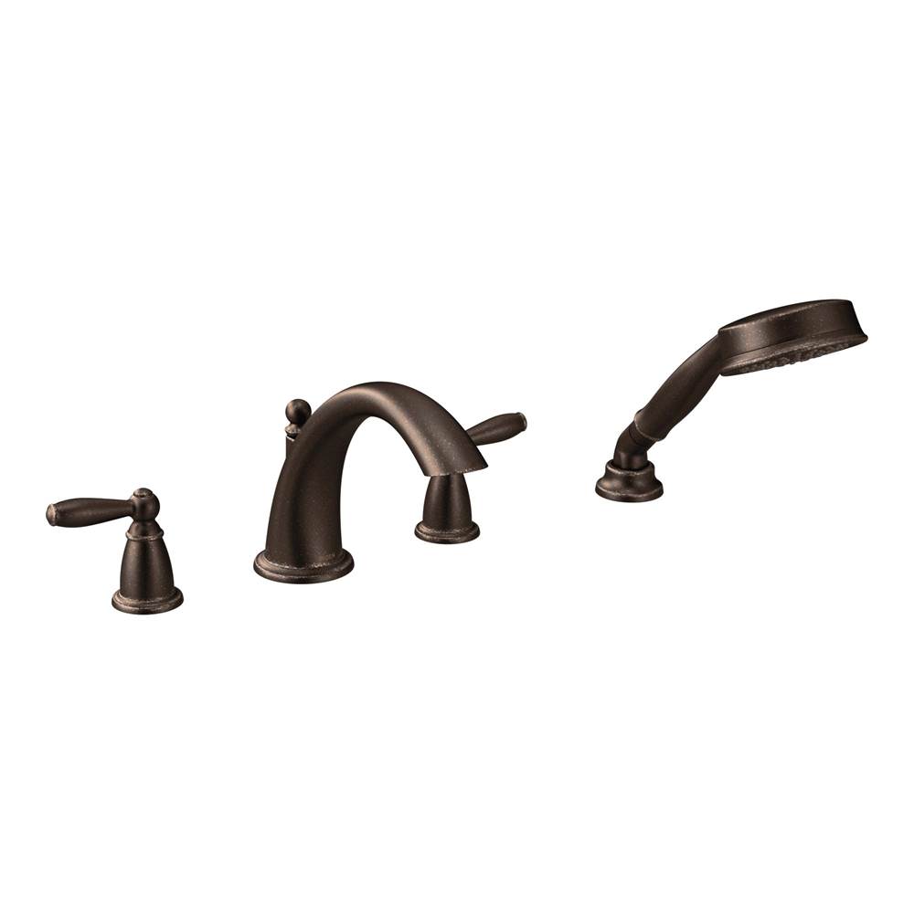 Moen Brantford 2-Handle Deck-Mount Roman Tub Faucet Trim Kit with Hand Shower in Oil Rubbed Bronze (Valve Sold Separately)