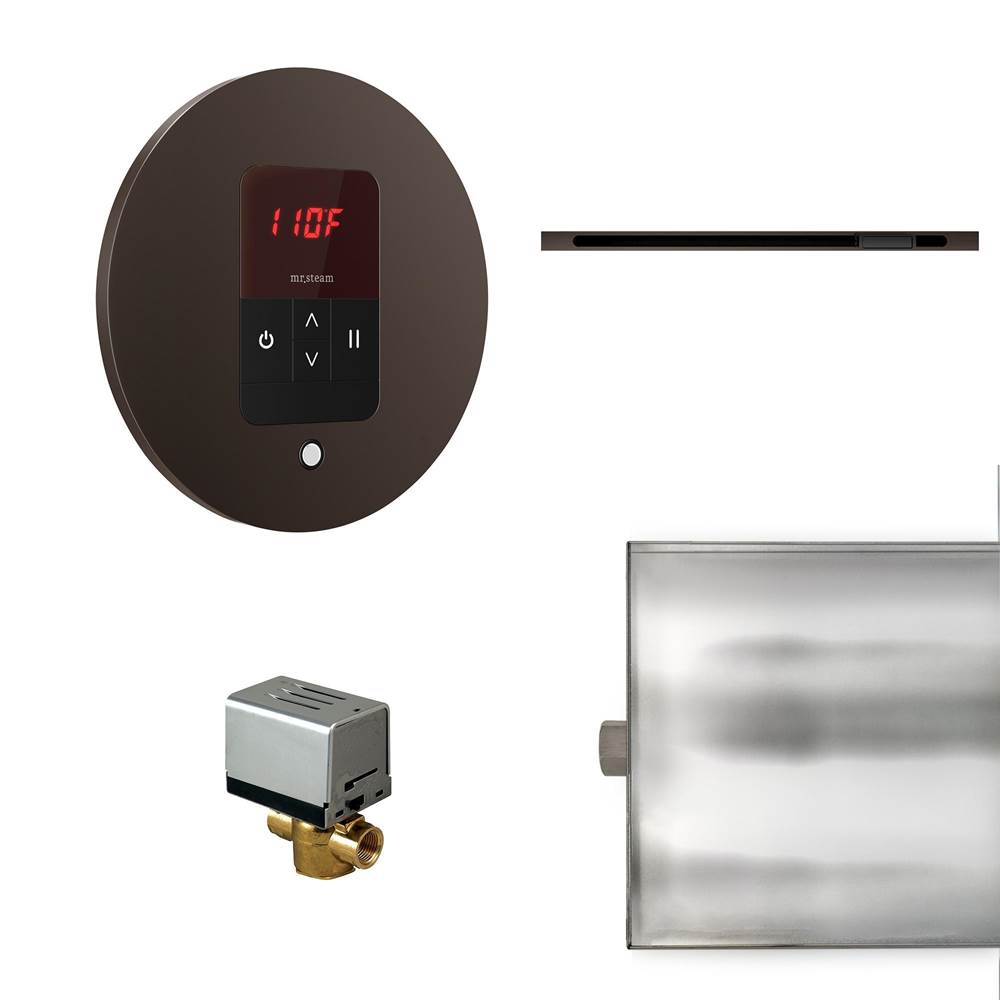 Mr. Steam Basic Butler Linear Steam Shower Control Package with iTempo Control and Linear SteamHead in Round Oil Rubbed Bronze