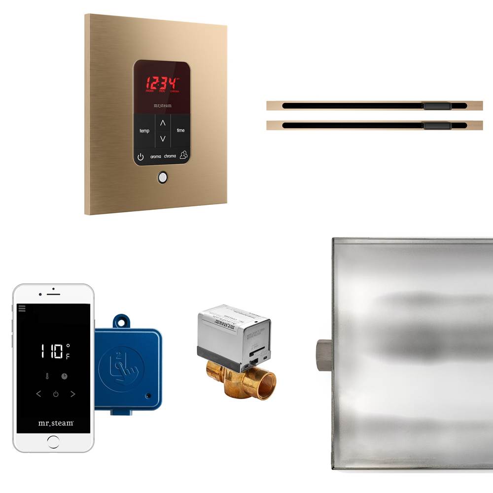 Mr. Steam Butler Max Linear Steam Shower Control Package with iTempoPlus Control and Linear SteamHead in Square Brushed Bronze