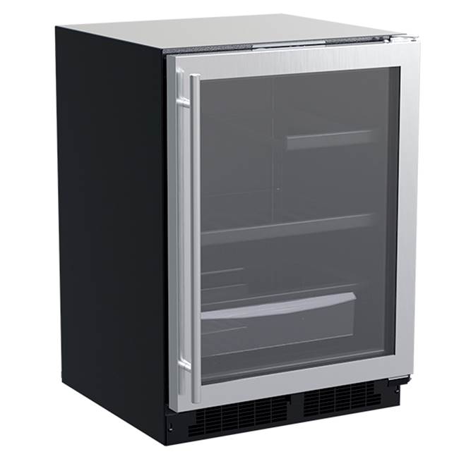 Marvel 24'' Marvel Refrigerator With Convertible Shelves And Maxstore Bin, Stainless Steel, Glass Door, Reversible Door