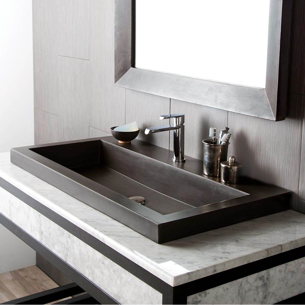 Native Trails Trough 3619 Bathroom Sink in Slate-No Faucet Holes