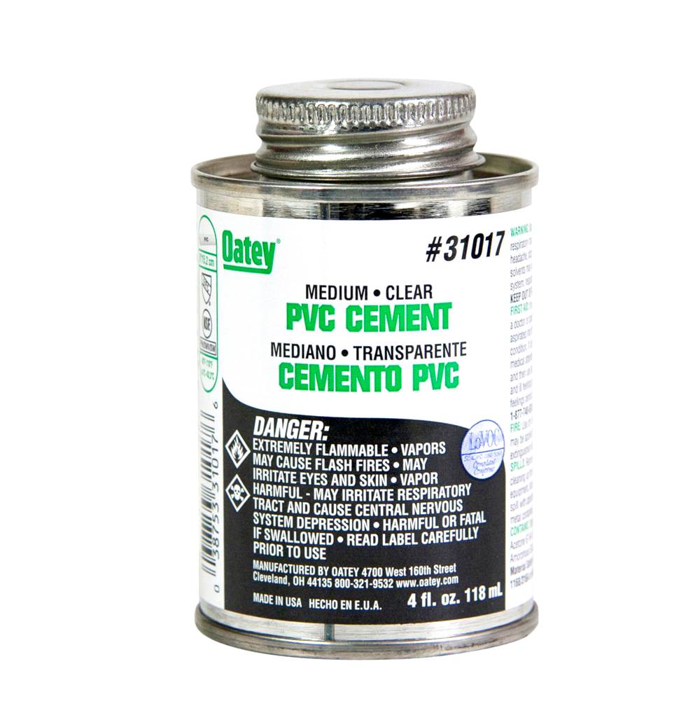 Oatey 4 Oz Pvc Medium Clear Cement