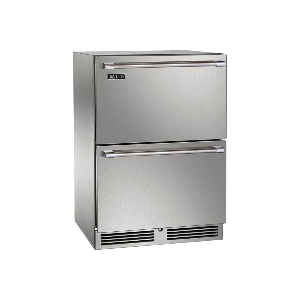 Perlick 24'' Signature Series Marine Grade Dual-Zone Freezer/Refrigerator Drawers, fully integrated panel-ready, w/ lock