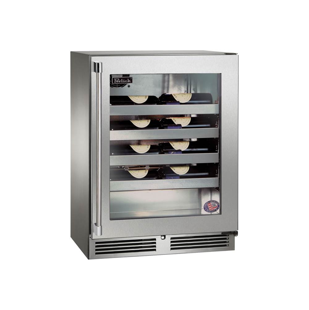Perlick Signature Series Shallow Depth 18'' Depth Outdoor Wine Reserve with Stainless Steel Glass Door, Hinge Right