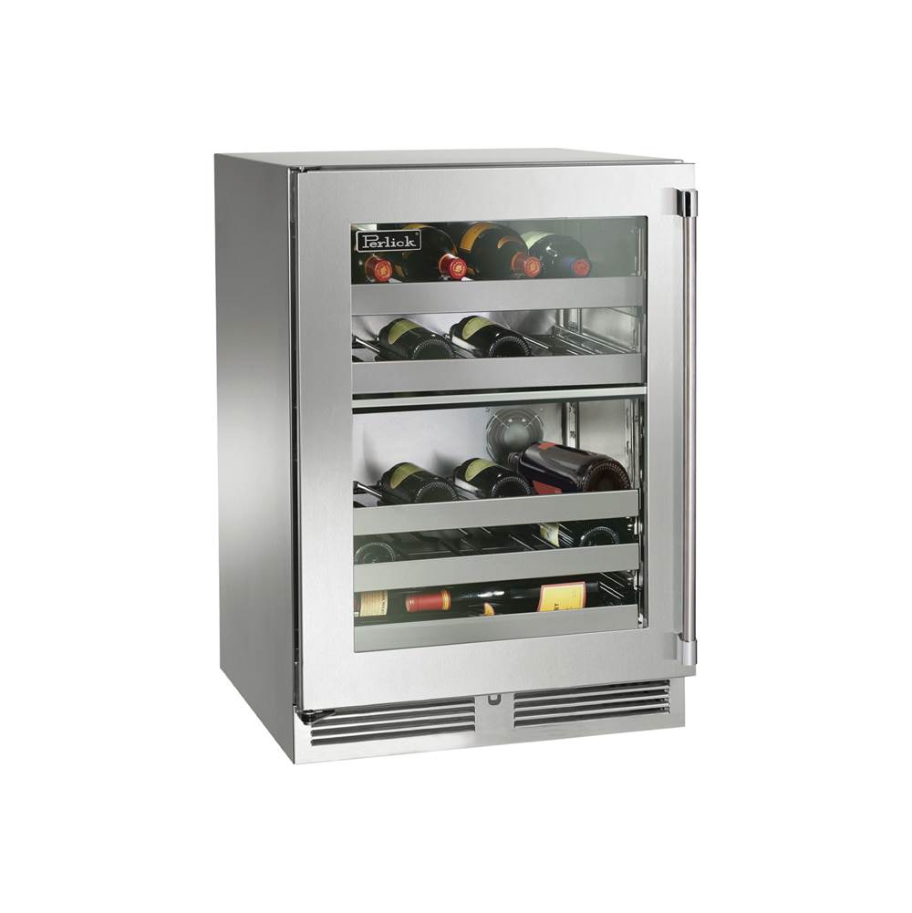 Perlick 24'' Signature Series Indoor Dual-Zone Wine Reserve with Fully Integrated Panel-Ready Glass Door, Hinge Left