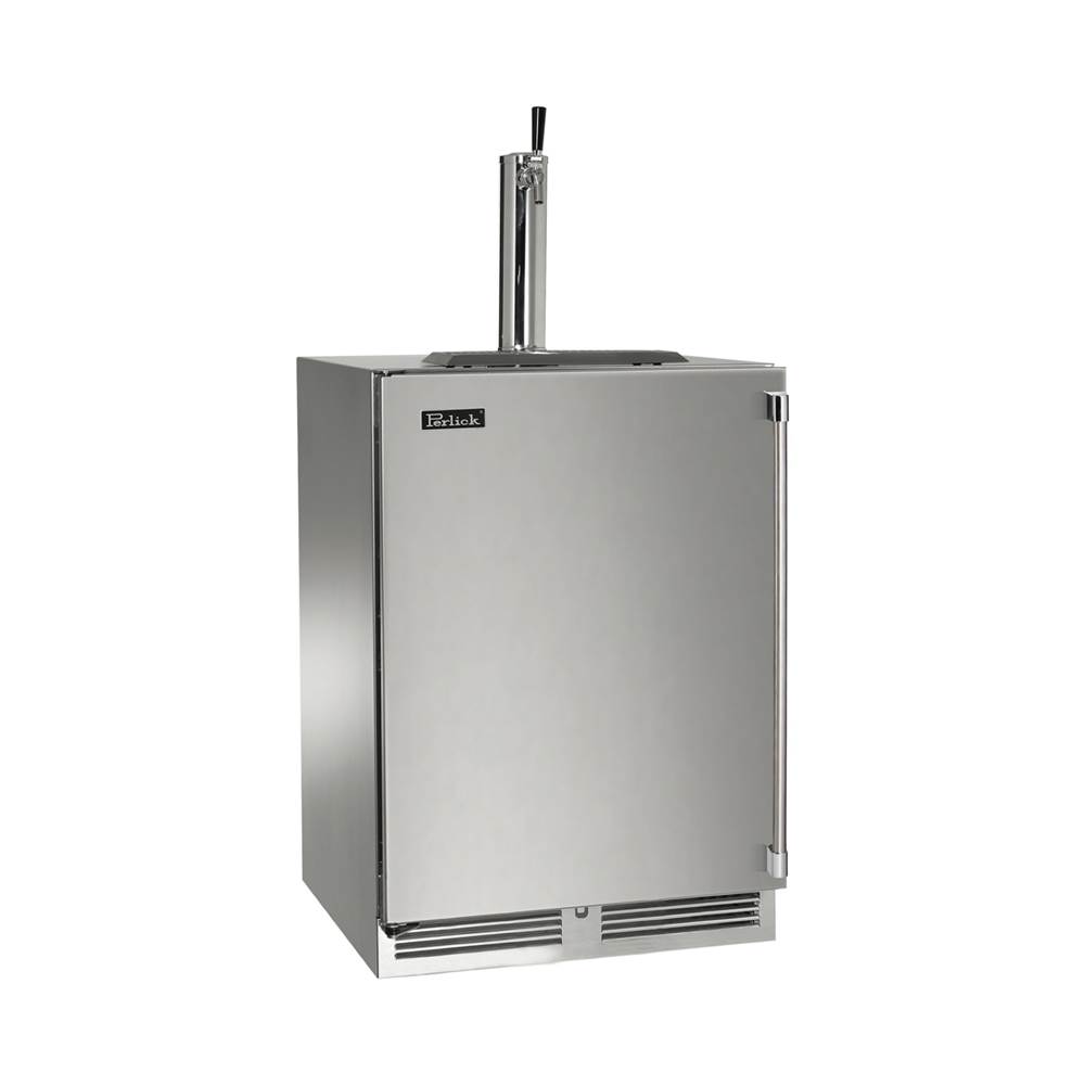 Perlick 24'' Signature Series Indoor Beer Dispenser - Dual Tap with Fully Integrated Panel-Ready Solid Door, Hinge Right