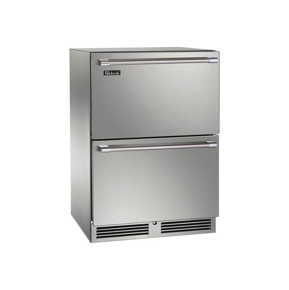 Perlick 24'' Signature Series Outdoor Refrigerator Drawers, Stainless Steel, with Lock