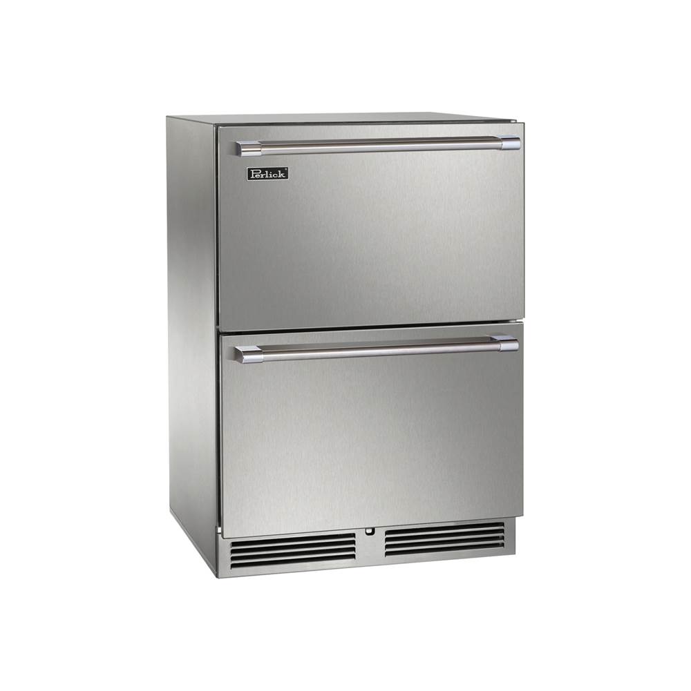 Perlick 24'' Signature Series Indoor Refrigerator Drawers, Fully Integrated Panel Ready, with Lock