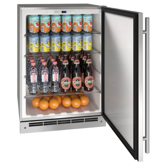 U Line Outdoor Solid Refrigerator 24'' Lock Reversible Hinge Stainless 115v
