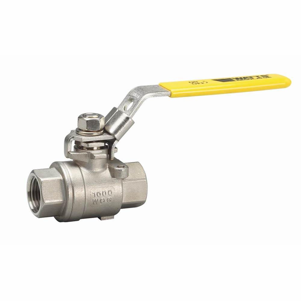 Watts 3/4 In 2-Piece Full Port StaInless Steel Ball Valve, NPT Threaded End Connection, Latch-Lok Handle