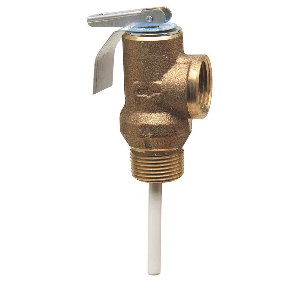 Watts 3/4 In Lead Free Self Closing Temperature And Pressure Relief Valve, 125 psi, 210 degree F, Test Lever, Short Thermostat