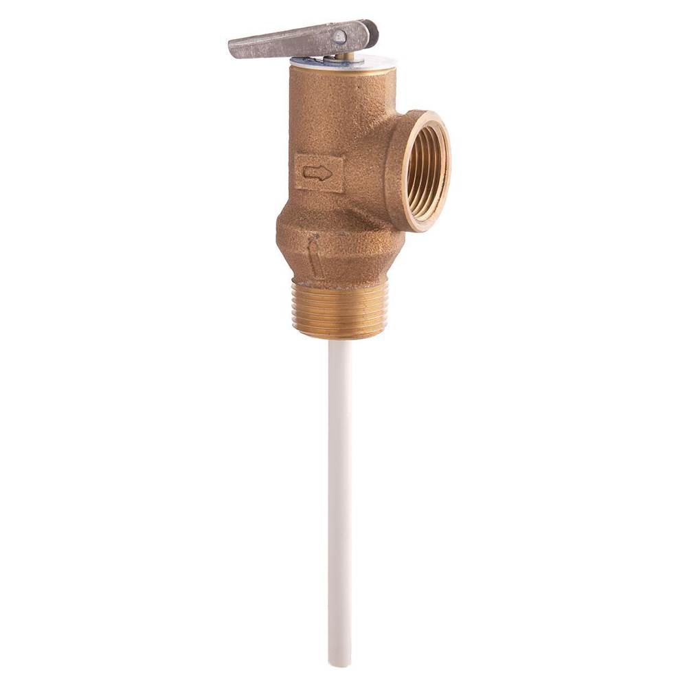 Watts 3/4 In Lead Free Self Closing Temperature And Pressure Relief Valve, 100 psi, 210 degree F, Test Lever, Extension Thermostat