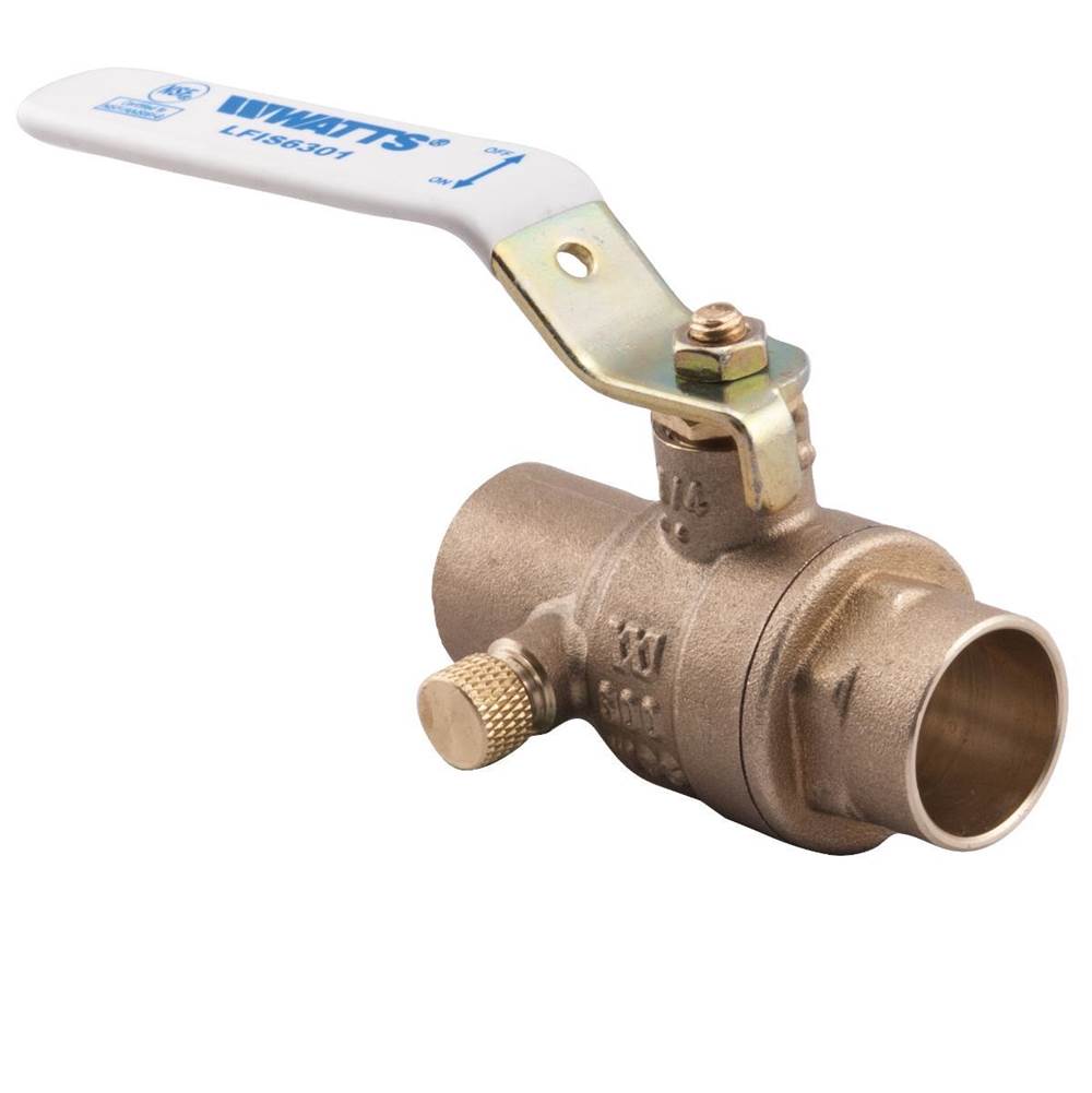 Watts 1/2 In Lead Free Ball and Waste Ball Valve, Solder End Connections